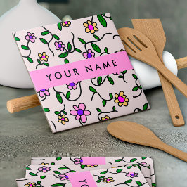 カラフル花、ピンク背景、ピンク タイル