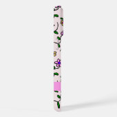 カラフル花、ピンク背景、ピンク iPhoneケース (右側面)