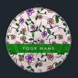 カラフル花、ピンク背景、緑 ダーツボード<br><div class="desc">エレガントカラフルスタイリッシュの花と緑で洗練されたパターン。トレンディーモダンギフト、あなたの人生のフローラデザイン愛好家に最適。名前、ニックネーム、モノグラム、またはイニシャルを追加してパーソナライズ。</div>