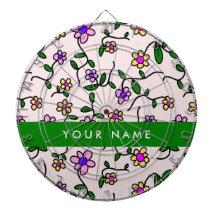 カラフル花、ピンク背景、緑