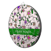 カラフル花、ピンク背景、緑 ダーツボード (正面右)