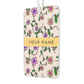 カラフル花、ピンク背景、黄色 カーエアーフレッシュナー (左)