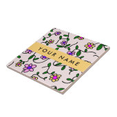 カラフル花、ピンク背景、黄色 タイル (側面)