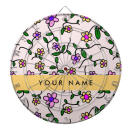 カラフル花、ピンク背景、黄色 ダーツボード