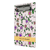 カラフル花、ピンク背景、黄色 ミニクリップボード (アングル2)