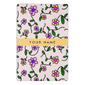 カラフル花、ピンク背景、黄色 ミニクリップボード (裏面)