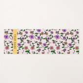 カラフル花、ピンク背景、黄色 ヨガマット (正面(横))