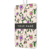 カラフル花、ピンク背景、黒 カーエアーフレッシュナー (左)