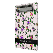 カラフル花、ピンク背景、黒 ミニクリップボード (アングル2)