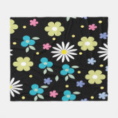 カラフル花 フリースブランケット (正面(横))