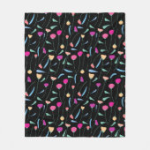 カラフル花 フリースブランケット (正面)