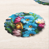 カラフル花 ペーパーコースター (アングル)