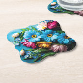 カラフル花 ペーパーコースター (アングル)