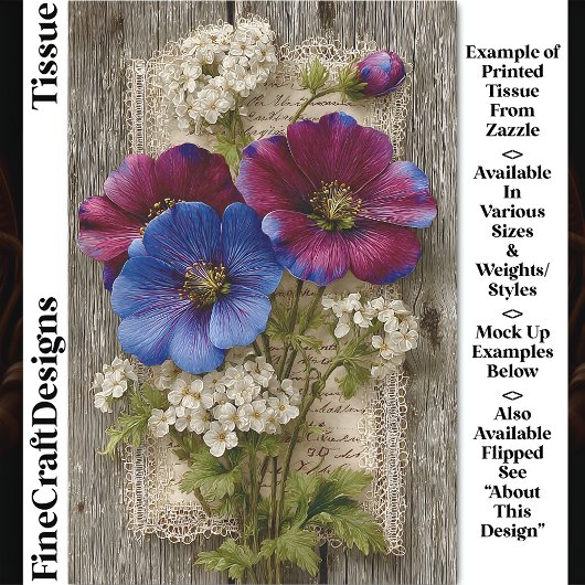 カラフル花、レース、素朴木DS5Rデコページ 薄葉紙