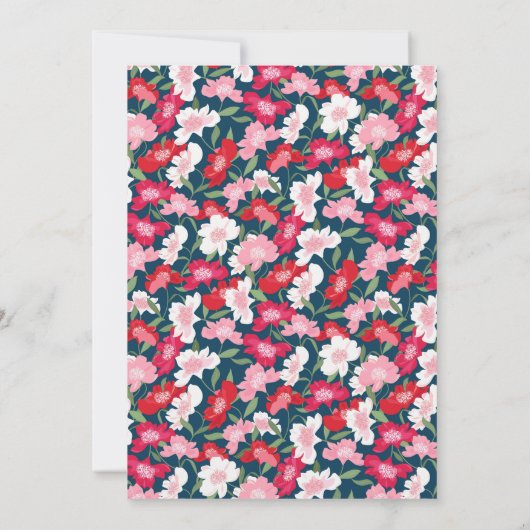 カラフル花、任意の年齢を追加フォト誕生日パーティー 招待状 (裏面)