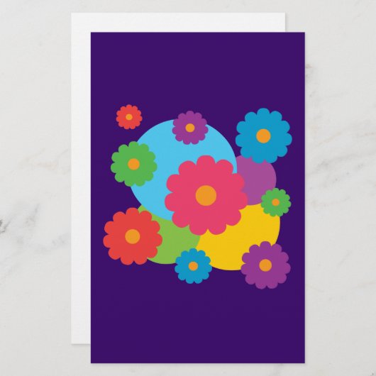 カラフル花 便箋 (正面/裏面)