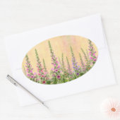 カラフル花 楕円形シール (封筒)