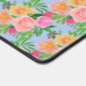 カラフル花（淡青） デスクマット (コーナー)