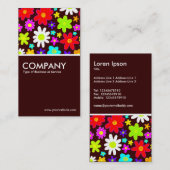 カラフル花 – 濃い茶色 名刺 (正面/裏面)