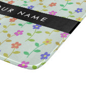 カラフル花、緑(淡色)、背景(黒) カッティングボード (角)
