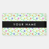 カラフル花、緑（淡色）、背景（黒） 横断幕 (横)