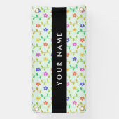 カラフル花、緑（淡色）、背景（黒） 横断幕 (縦)