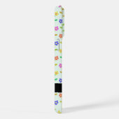 カラフル花、緑（淡色）、背景（黒） iPhoneケース (右側面)