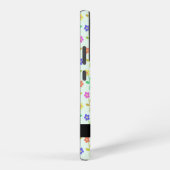 カラフル花、緑（淡色）、背景（黒） SAMSUNG GALAXYケース (右側面)