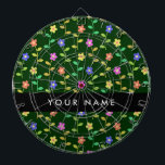 カラフル花、緑、背景、黒 ダーツボード<br><div class="desc">エレガントカラフルスタイリッシュの花と緑で洗練されたパターン。トレンディーモダンギフト、あなたの人生のフローラデザイン愛好家に最適。名前、ニックネーム、モノグラム、またはイニシャルを追加してパーソナライズ。</div>