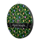 カラフル花、緑、背景、黒 ダーツボード (正面右)