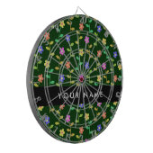 カラフル花、緑、背景、黒 ダーツボード (正面左)