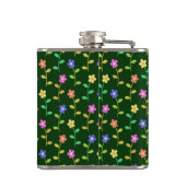 カラフル花、緑、背景、黒 フラスク (裏面)