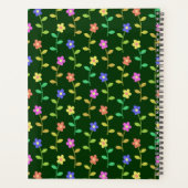 カラフル花、緑、背景、黒 プランナー手帳 (裏面)