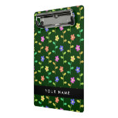 カラフル花、緑、背景、黒 ミニクリップボード (アングル2)