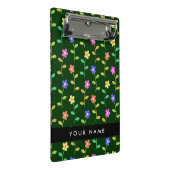 カラフル花、緑、背景、黒 ミニクリップボード (アングル)