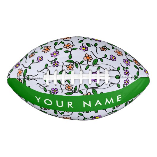 カラフル花、青い背景、緑 アメリカンフットボール (正面)