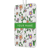 カラフル花、青い背景、緑 カーエアーフレッシュナー (左)