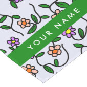 カラフル花、青い背景、緑 ショートテーブルランナー (コーナー)