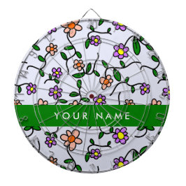 カラフル花、青い背景、緑 ダーツボード