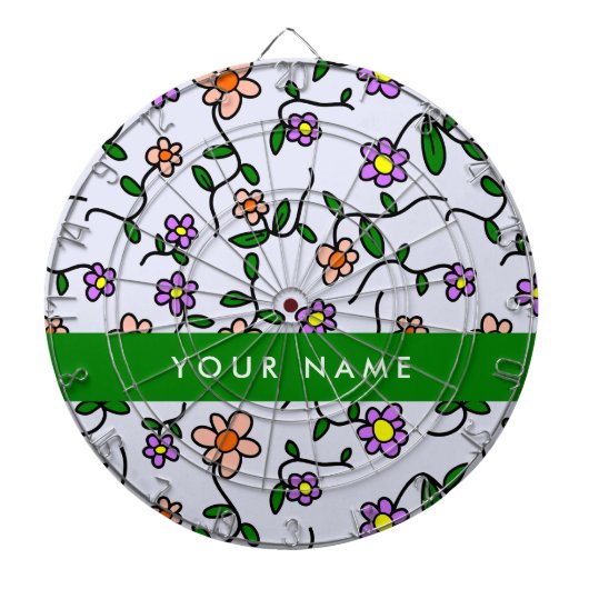 カラフル花、青い背景、緑 ダーツボード (正面)