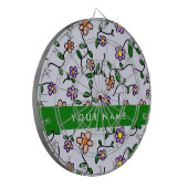 カラフル花、青い背景、緑 ダーツボード (正面左)