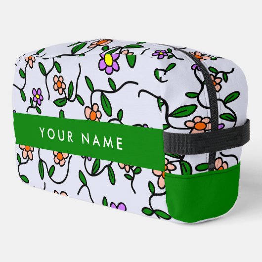 カラフル花、青い背景、緑 ドップキット (左コーナー)