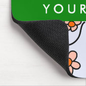 カラフル花、青い背景、緑 マウスパッド (コーナー)