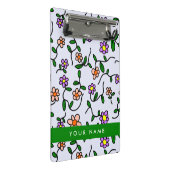 カラフル花、青い背景、緑 ミニクリップボード (アングル)