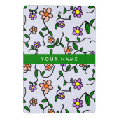 カラフル花、青い背景、緑 ミニクリップボード (裏面)