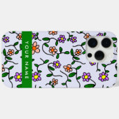 カラフル花、青い背景、緑 Case-Mate iPhoneケース (裏面 (横))