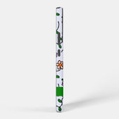 カラフル花、青い背景、緑 SAMSUNG GALAXYケース (右側面)