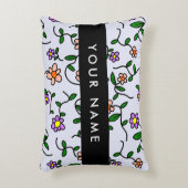 カラフル花、青い背景、黒 アクセントクッション (正面(垂直))