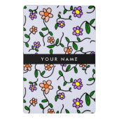 カラフル花、青い背景、黒 ミニクリップボード (裏面)