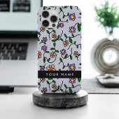 カラフル花、青い背景、黒 Case-Mate iPhoneケース